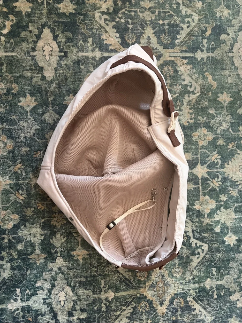 Cream & Brown Crossbody Pet Sling Carrier - Hands-Free Travel Bag